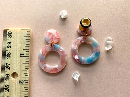 Small Pink/Blue Multicolor Acetate Hoops