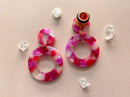 Purple & Pink Multi-Color Acetate Hoops
