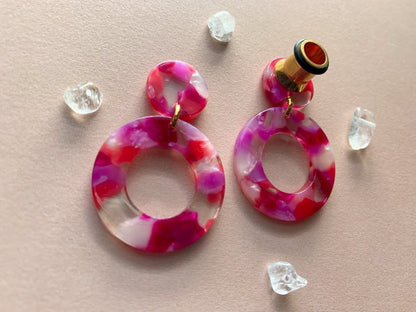 Purple & Pink Multi-Color Acetate Hoops