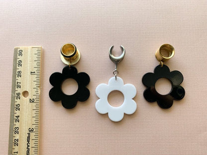 Gold or Silver Mismatch White and Black Daisies
