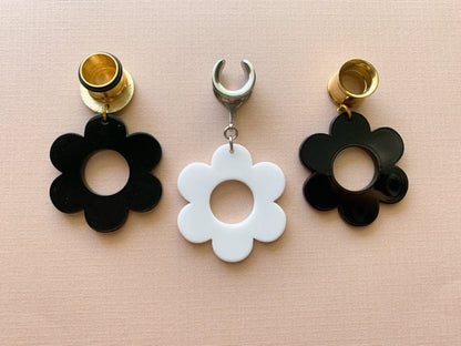 Gold or Silver Mismatch White and Black Daisies