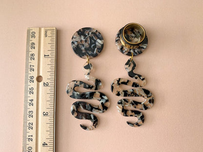 Black, White & Tan Large Snake Dangles