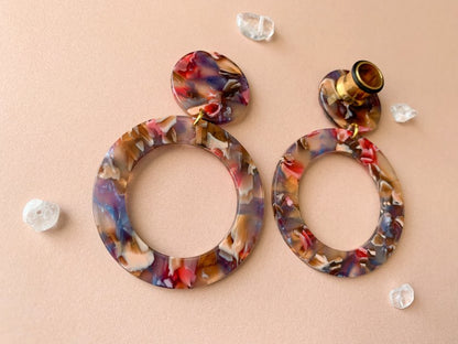 Blue, Pink & Tan Hoops