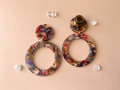 Blue, Pink & Tan Hoops