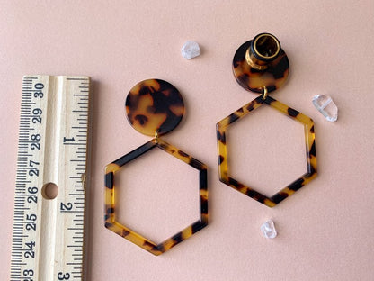 Brown & Black Hexagon Hoops