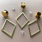 Brushed Gold Diamond Hoops