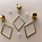 Brushed Gold Diamond Hoops