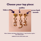 Glass Jeweled Crescent Moon Earrings in Gold Tone