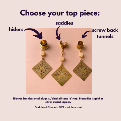 Gold Brass Bee Earrings with Yellow Jade Accents