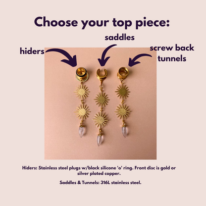 Golden Suns With Tear Drop Jewels