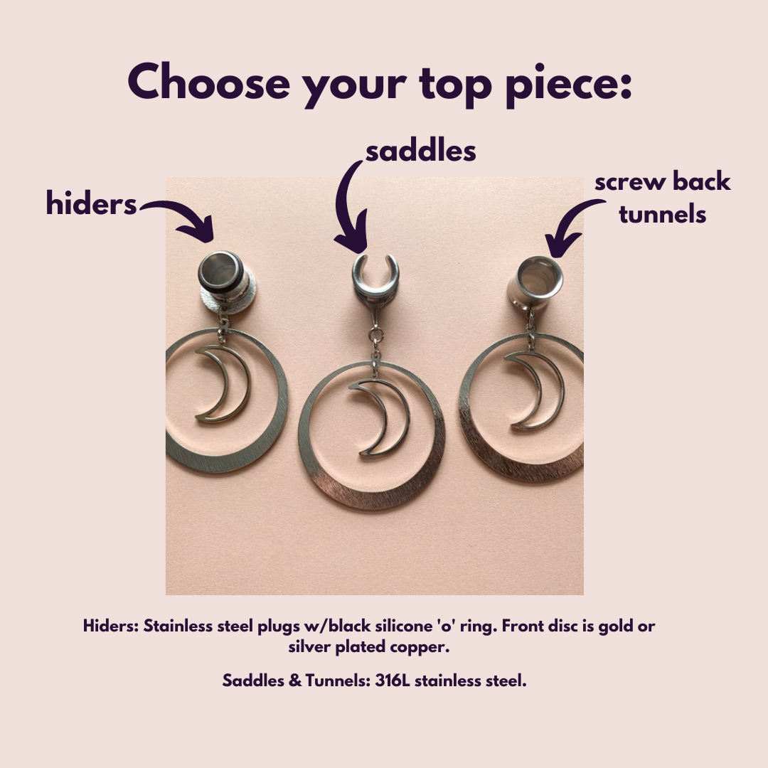 Silver Hoops With Crescent Moon Pendant