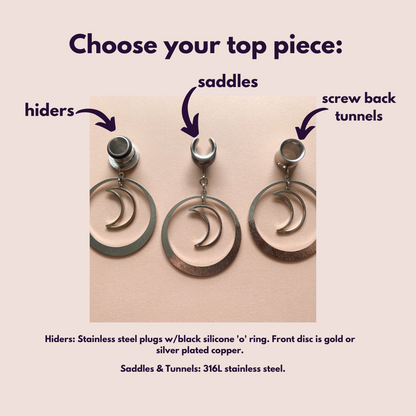 Silver Hoops With Crescent Moon Pendant