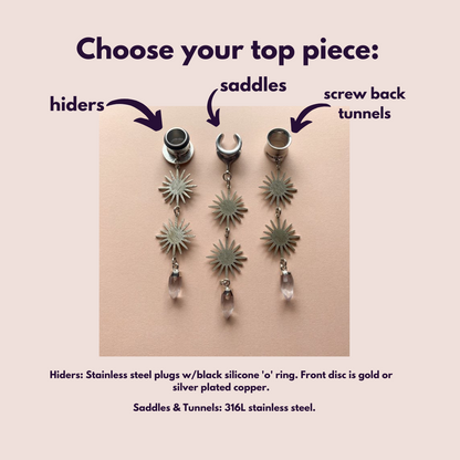 Silver Suns With Tear Drop Jewels