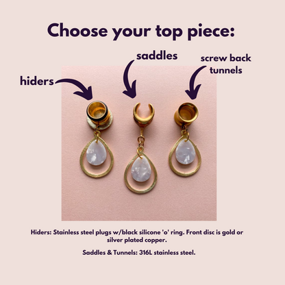 Small Gold Tears With White Acetate Dangle
