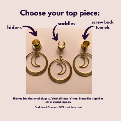 Gold Hoops With Crescent Moon Pendant