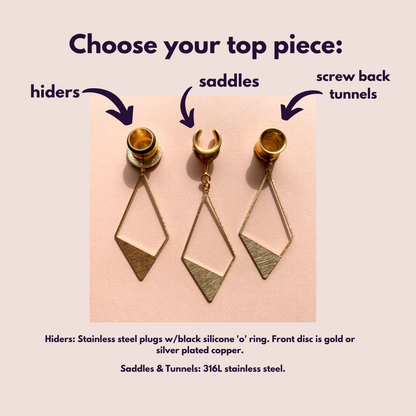 Brushed Gold Rhombus Dangles