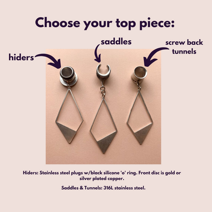 Antique Silver Rhombus Dangles