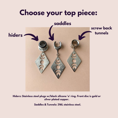 Brushed Silver Diamond Shape Moon Phases