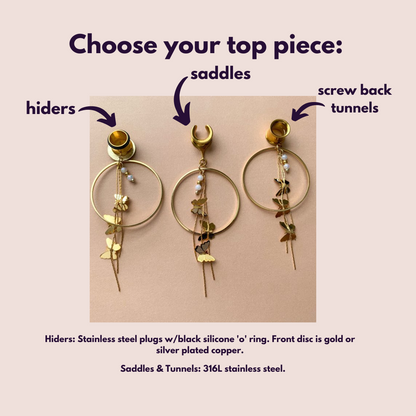 18k Gold Hoops With Butterfly Strands