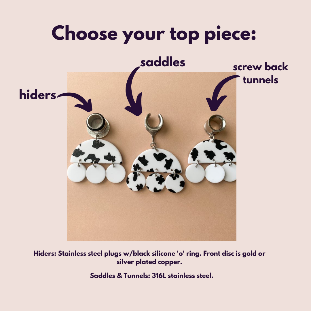 Silver & Acrylic Cow Print Dangles