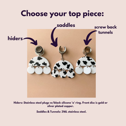 Silver & Acrylic Cow Print Dangles