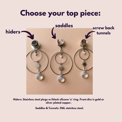 Steel Double Hoops With Sun & Opalite Dangles