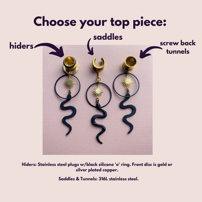 Midnight Serpent Gold Sun Hoops