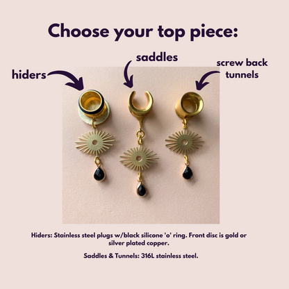 Gold Brass Eyes and Gemstone Dangles