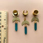 Gold Brass Earrings With Aventurine Stones