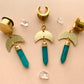 Gold Brass Earrings With Aventurine Stones
