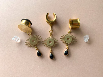 Gold Brass Eyes and Gemstone Dangles