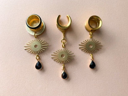 Gold Brass Eyes and Gemstone Dangles