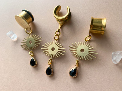 Gold Brass Eyes and Gemstone Dangles