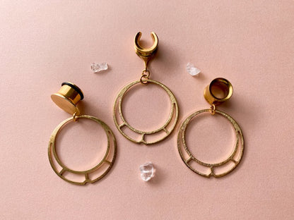 Gold Brass Hoops With Cutout Detail