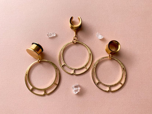 Gold Brass Hoops With Cutout Detail