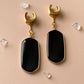 Gold Trimmed Black Agate Dangles
