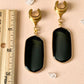 Gold Trimmed Black Agate Dangles