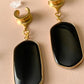 Gold Trimmed Black Agate Dangles