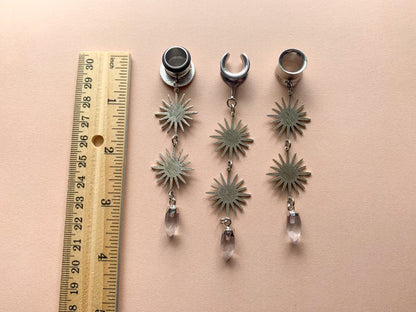 Silver Suns With Tear Drop Jewels