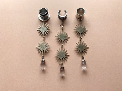 Silver Suns With Tear Drop Jewels