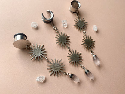 Silver Suns With Tear Drop Jewels