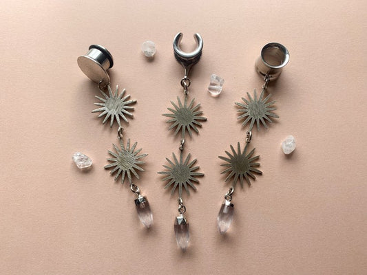 Silver Suns With Tear Drop Jewels