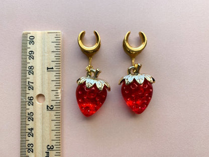 Strawberry Dangles With Gold Leaf
