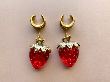 Strawberry Dangles With Gold Leaf