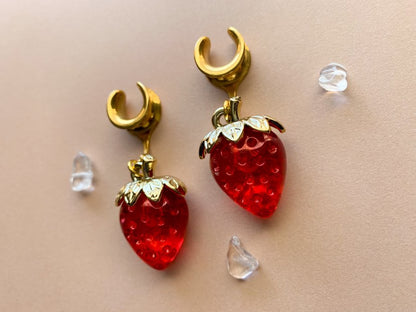 Strawberry Dangles With Gold Leaf
